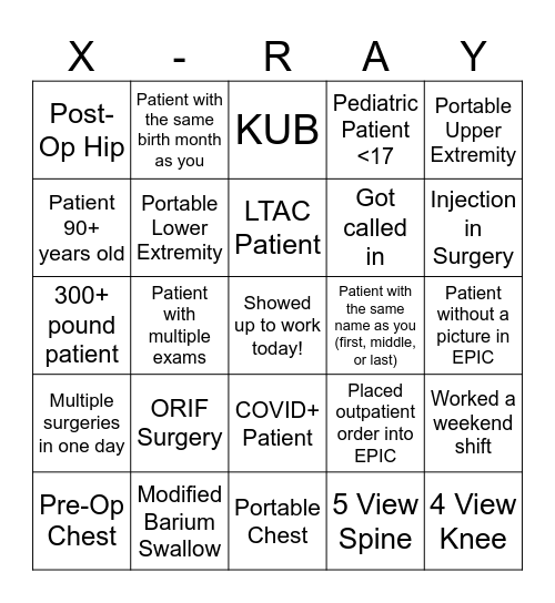 2024 Rad Tech Week (OLGO) Bingo Card