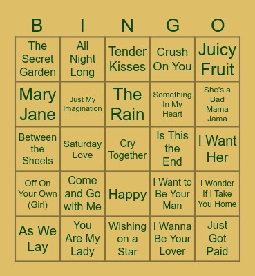 70s & 80s R&B Bingo Card