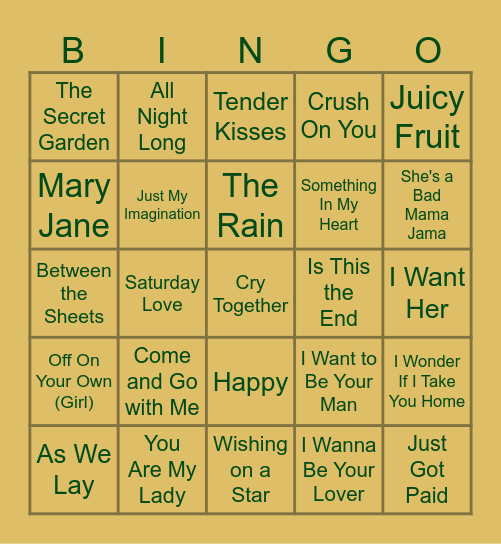 70s & 80s R&B Bingo Card