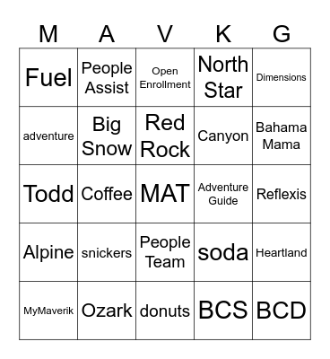 Adventure Bingo! Bingo Card