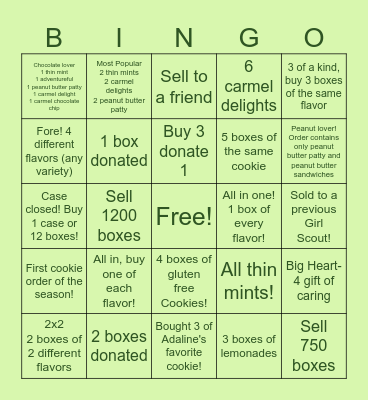 Girl Scout Cookies! Bingo Card