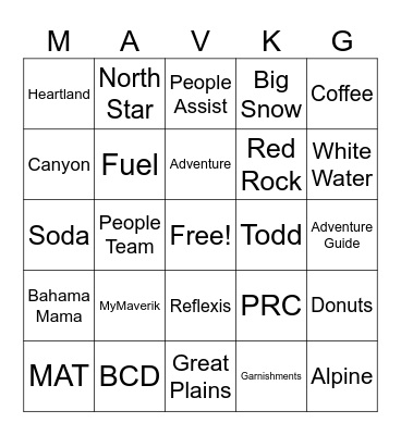 Adventure Bingo! Bingo Card