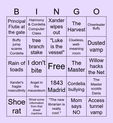 Buffy the Bingo Slayer! Bingo Card