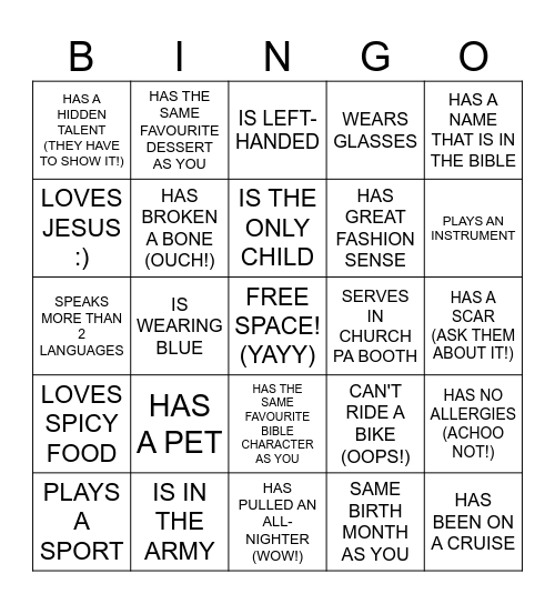 GET-TO-KNOW YA GATHERING! Bingo Card