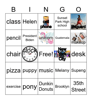 Name this part of speech Bingo Card