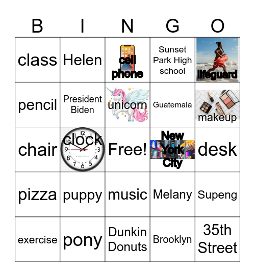 Name this part of speech Bingo Card