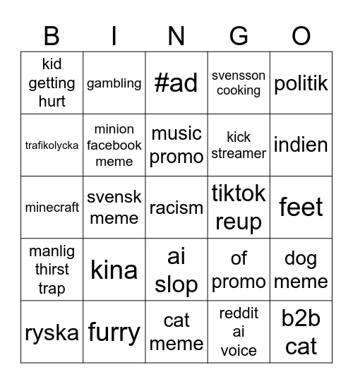 svensson out of content Bingo Card