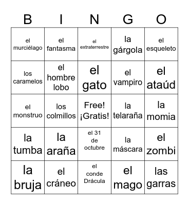 Halloween Bingo Card