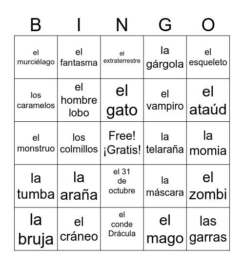 Halloween Bingo Card