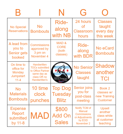 November Bingo (week 1 of 4) Bingo Card