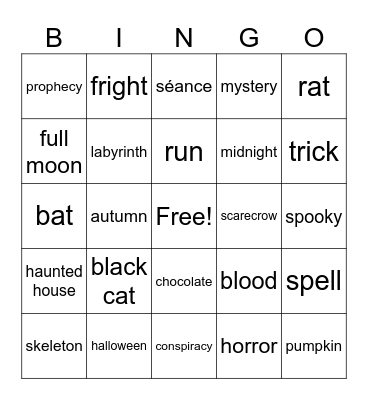 Halloween Bingo Card