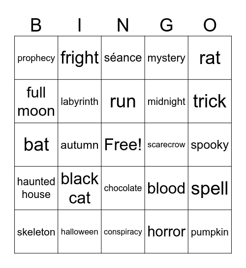 Halloween Bingo Card