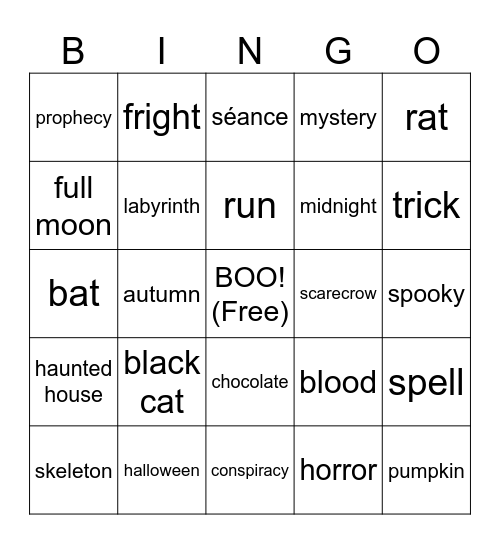 Halloween Bingo Card