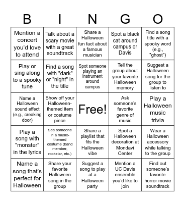 "In Harmony" Halloween Bingo Card