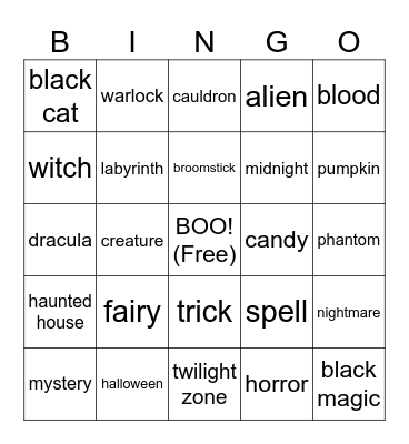 Halloween Bingo Card