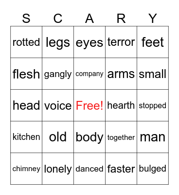 Scary Stories to Tell in the Dark- What do You Come For? Bingo Card