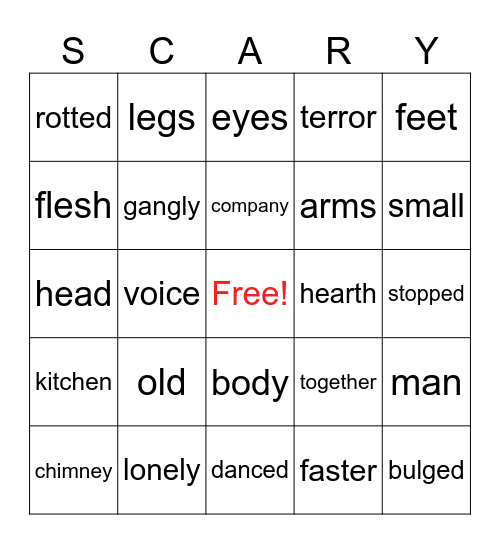 Scary Stories to Tell in the Dark- What do You Come For? Bingo Card