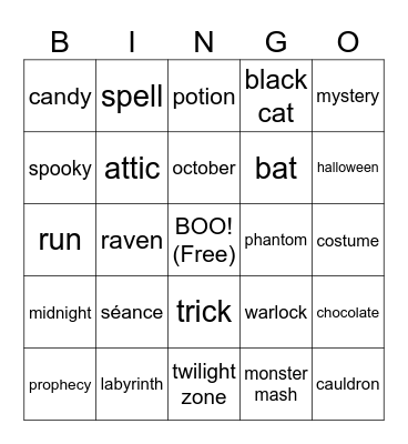 Halloween Bingo Card