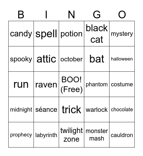 Halloween Bingo Card