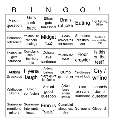 Grade 12 Chemistry Bingo Card