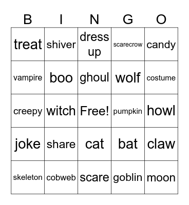 Halloween Bingo Card