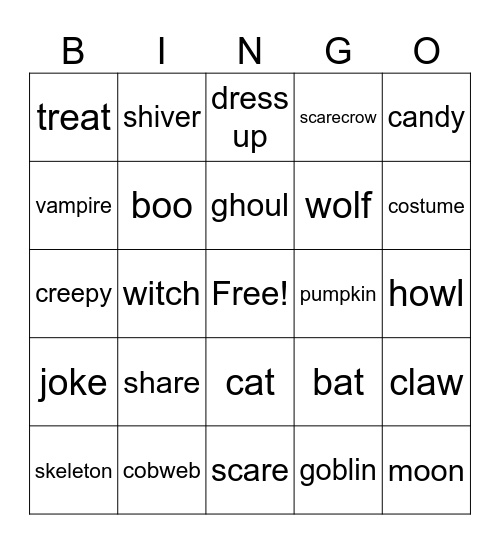 Halloween Bingo Card