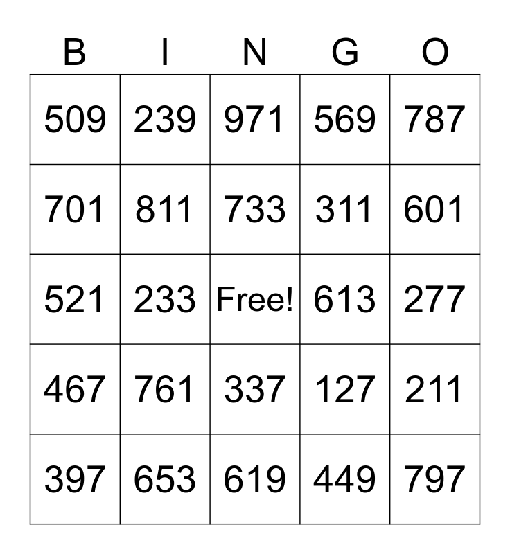 Rounding Bingo - Round to the nearest 10 or 100 Bingo Card