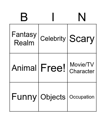 Halloween Costume Bingo Card Bingo Card