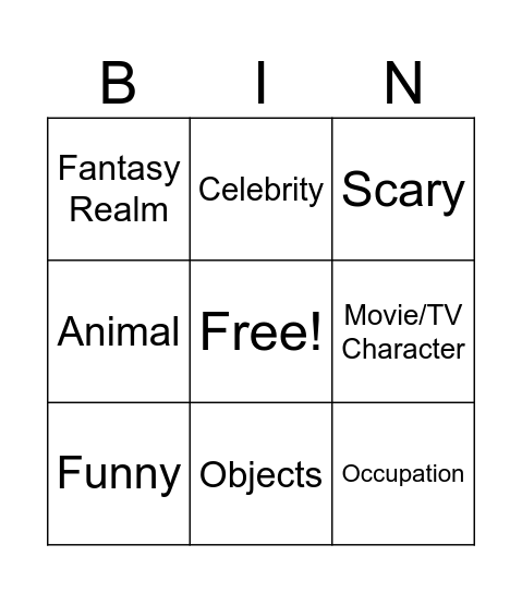 Halloween Costume Bingo Card Bingo Card