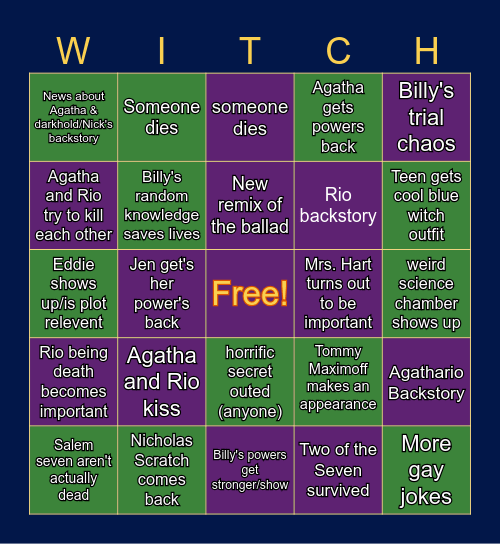 Agatha All Along Finale Bingo Card