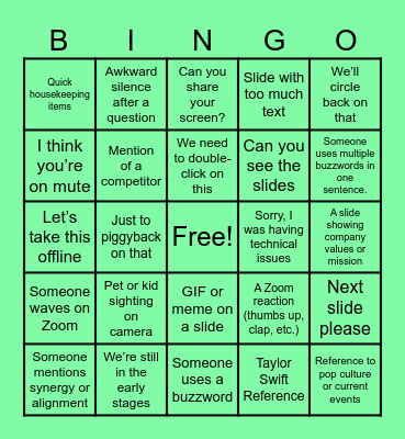Monthly All Hands Bingo Card