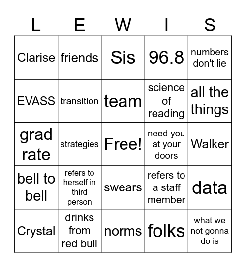 Khalishaisms Bingo Card