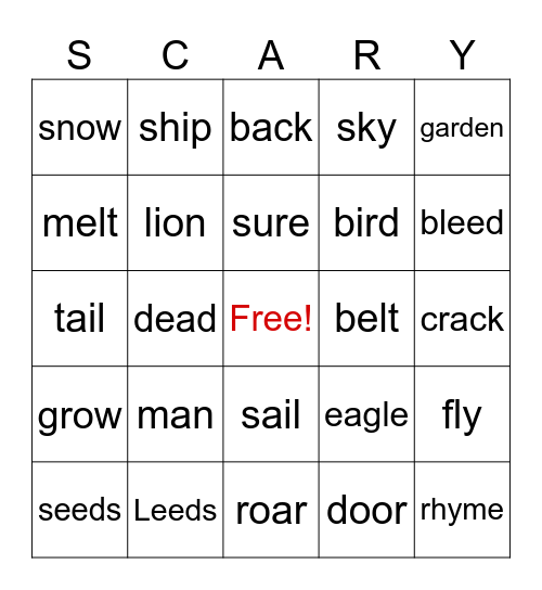 Scary Stories to Tell in the Dark- A Man Who Lived in Leeds Bingo Card