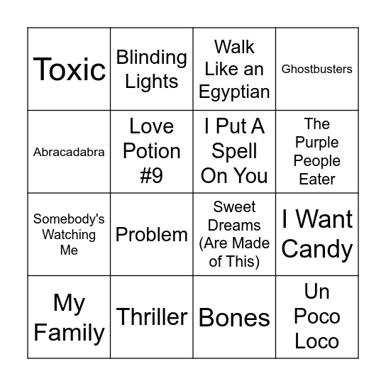 Halloween Bingo Card