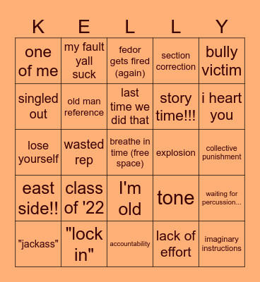 The Joe Kelly Experience Bingo Card