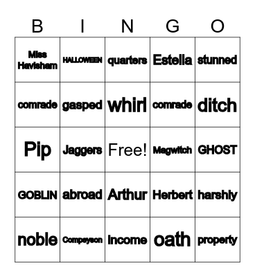 Great Expectations- Chp 10 Vocab Bingo Card