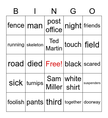 Scary Stories to Tell in the Dark- The Thing Bingo Card