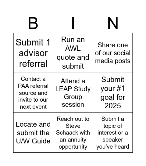 Try Something New! Bingo Card