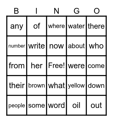 TRICK words! Bingo Card
