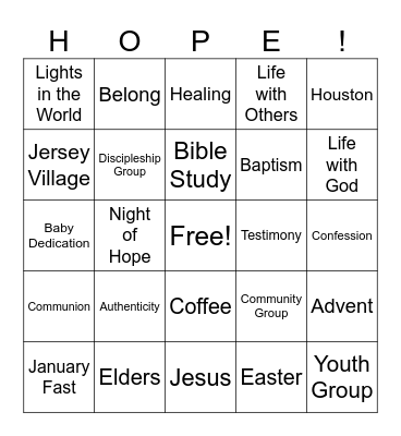 Women's Retreat Bingo Card