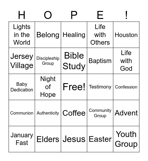 Women's Retreat Bingo Card