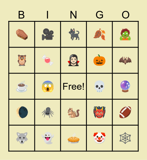 Fall Bingo! Bingo Card