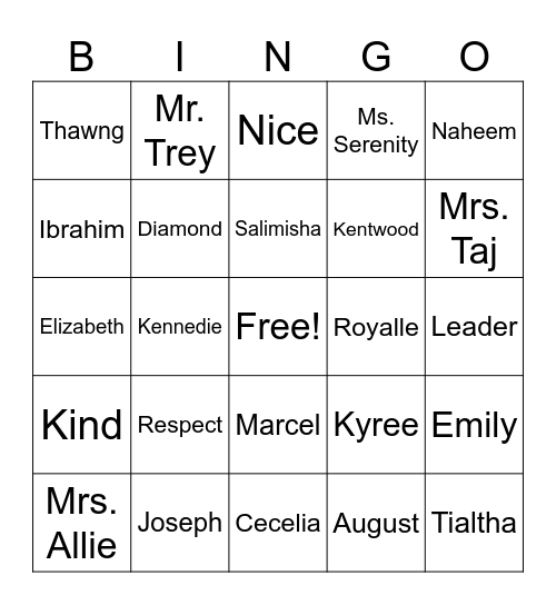 Leadership Bingo Card