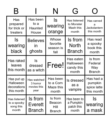 Spooky Season Bingo Card