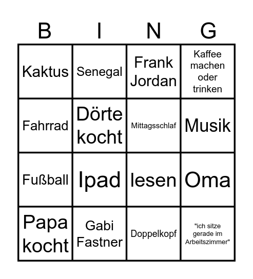 Papa Binge Bingo Card