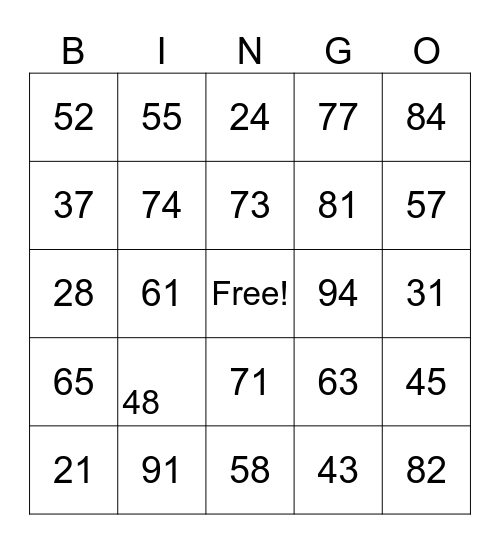 Plus 10 Facts Bingo Card