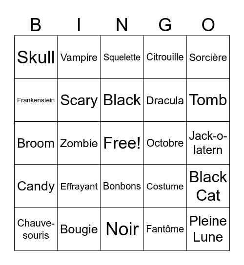 Halloween Bingo Card