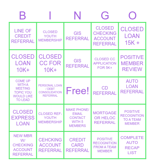 MSR BINGO Card