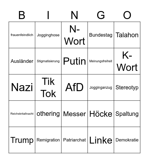 Woke Bingo Card