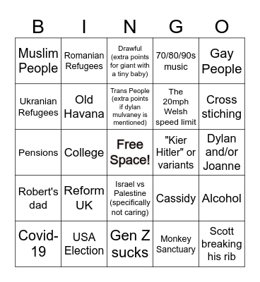 Conversations My Grandparents Have Bingo Card